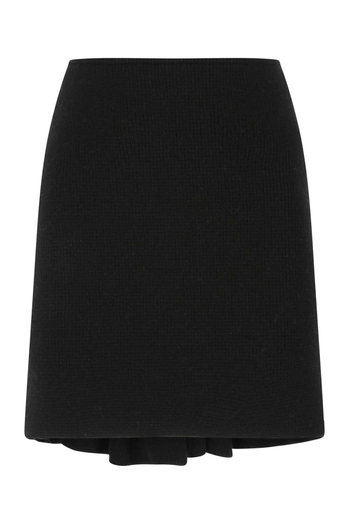 BOTTEGA VENETA Chic Black Wool Blend Mini Skirt