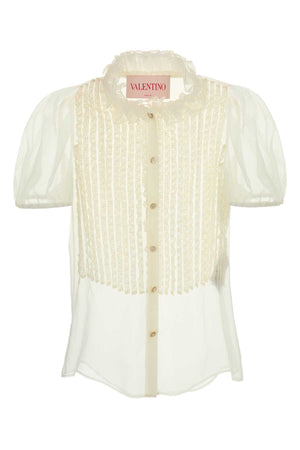 VALENTINO GARAVANI Ivory Chiffon Mini Shirt for Women