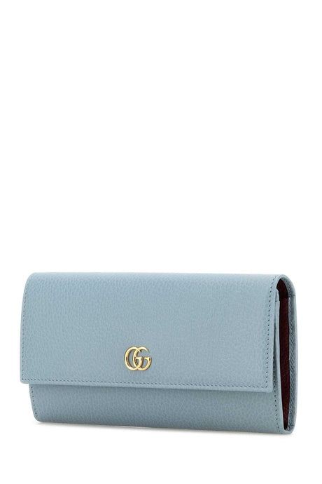 GUCCI Mini Light Blue Leather GG Marmont Wallet