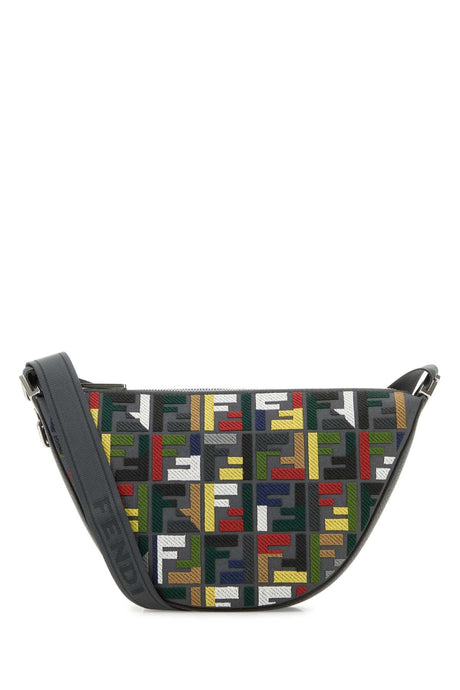 FENDI Mini Embroidered Canvas Crossbody Handbag