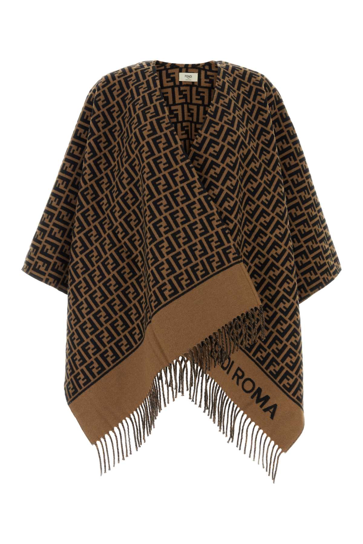 FENDI Embroidered Wool Blend Cape