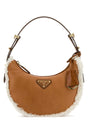 PRADA Mini Two-Tone Leather and Shearling Handbag