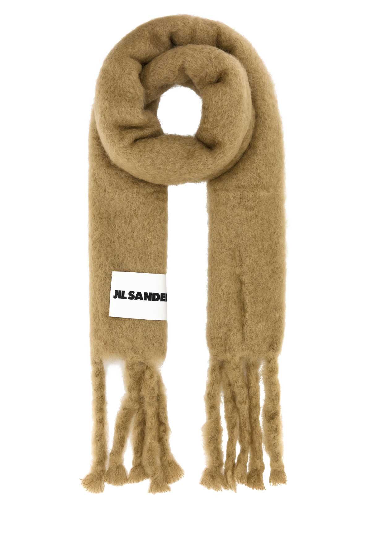 JIL SANDER Cappuccino Mohair Blend Scarf - 218 cm x 127 cm