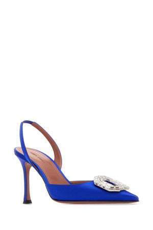 AMINA MUADDI Electric Blue Satin Camelia Mini Pumps