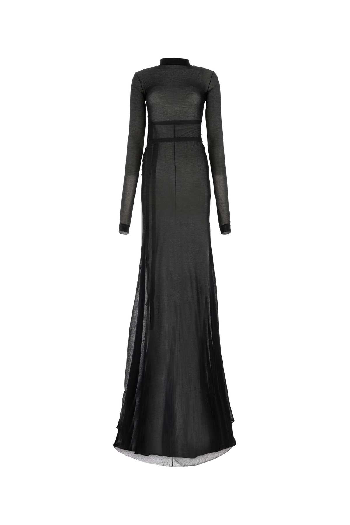 ANN DEMEULEMEESTER Elegant Black Cotton Blend Long Dress for Women