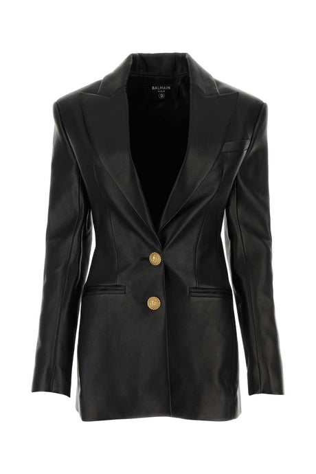 BALMAIN Chic Black Leather Blazer for Women