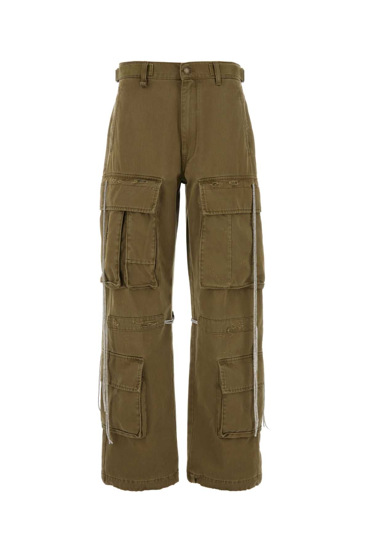 DARKPARK Army Green Cotton Cargo Pants for Women