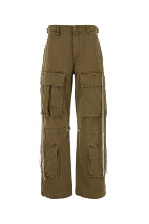 DARKPARK Army Green Cotton Cargo Pants for Women