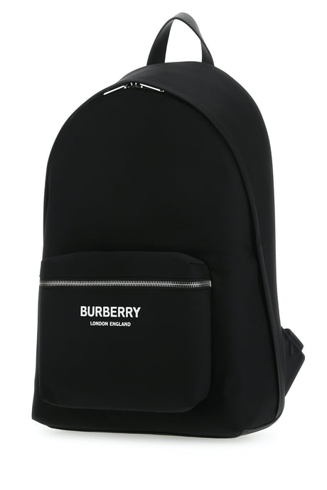 BURBERRY Stylish Black Nylon and Leather Backpack - 31x45x15 cm