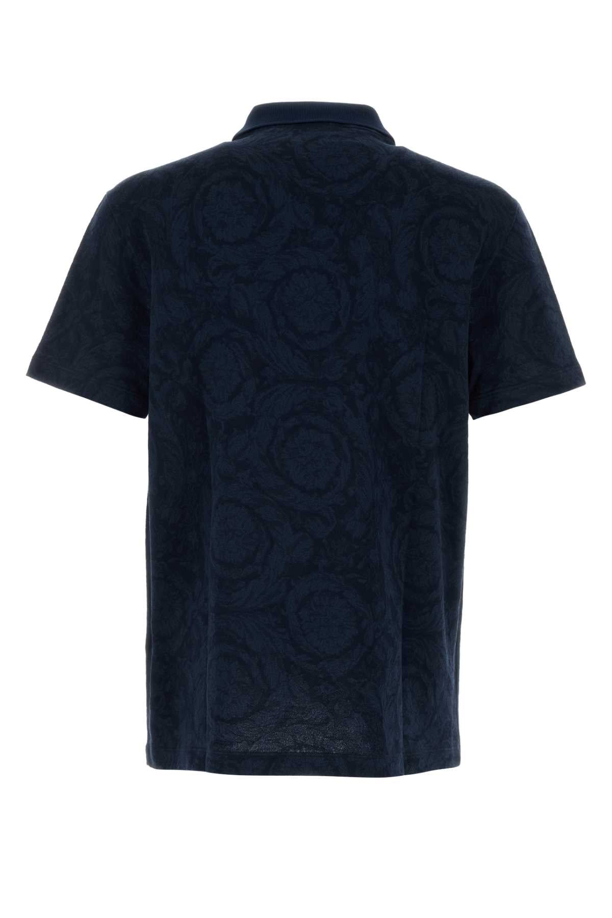 VERSACE Printed Piquet Polo Shirt