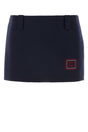 MIU MIU Chic Dark Blue Wool Blend Mini Skirt