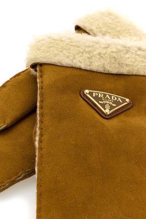 PRADA Elegant Caramel Suede Gloves for Women