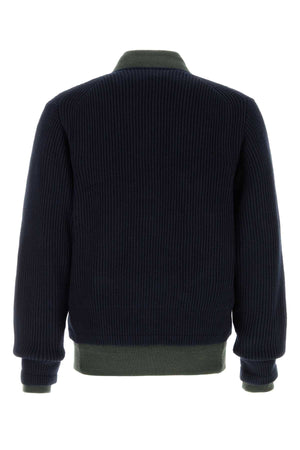 SACAI Men's Dark Blue Cotton Blend Cardigan