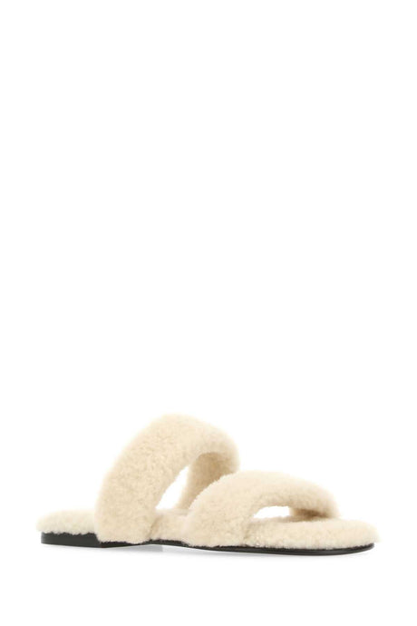 SAINT LAURENT Ivory Shearling Bleach Slippers for Men