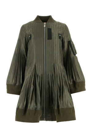 SACAI Army Green Polyester Jacket Dress