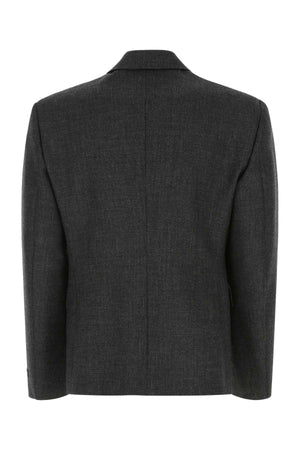 PRADA Elegant Dark Grey Wool Blazer for Men