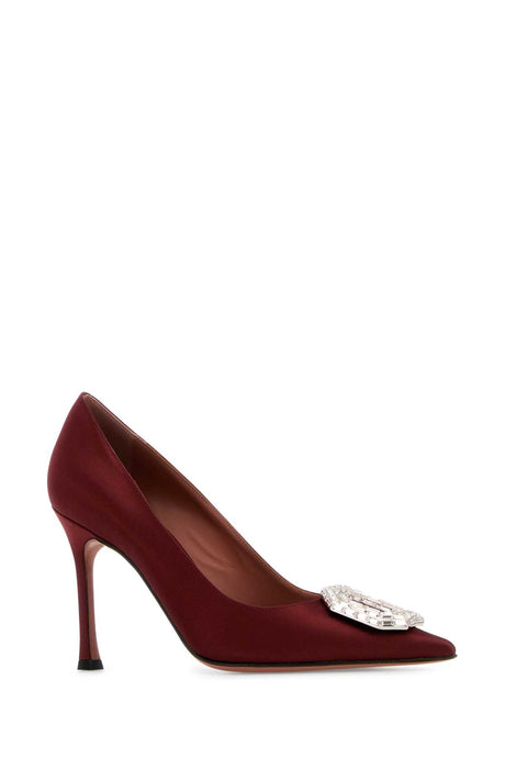 AMINA MUADDI Elegant Satin Pump 90 in Wine and White