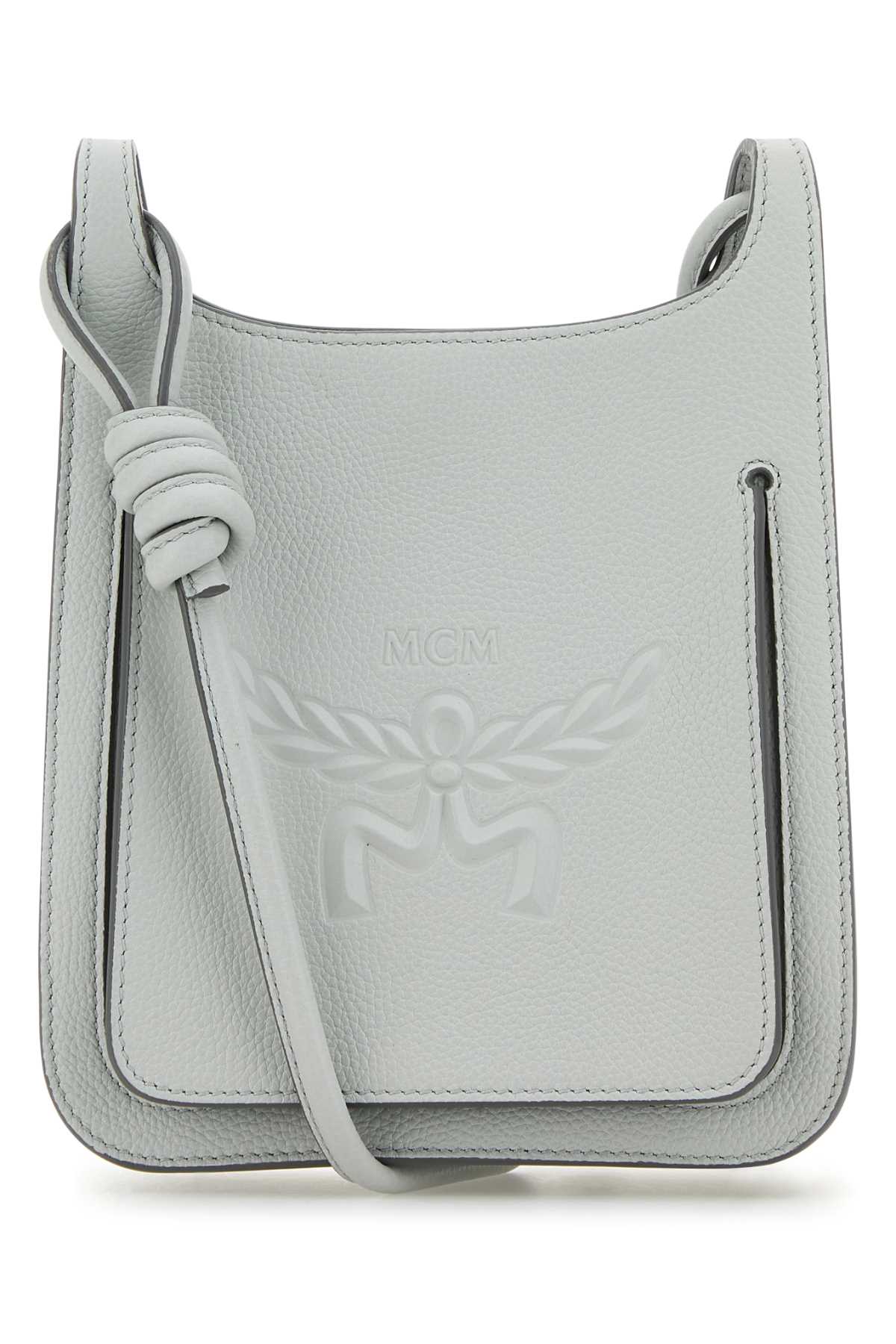 MCM Mini Hobo Crossbody Handbag - Light Grey Leather