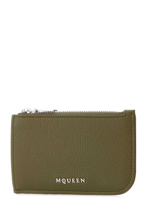 ALEXANDER MCQUEEN Mini Leather Card Holder - Army Green