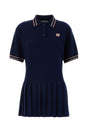 MIU MIU Navy Blue Wool Blend Mini Polo Dress