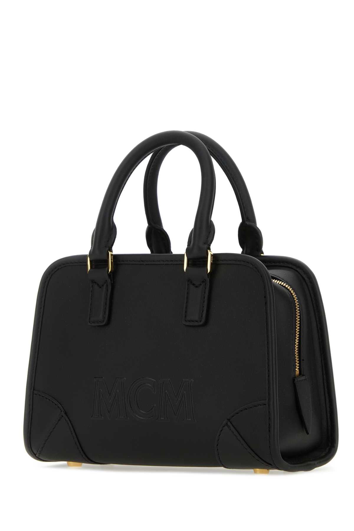 MCM Mini Black Leather Aren Boston Handbag