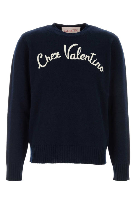 VALENTINO GARAVANI Classic Navy Blue Wool Sweater for Men