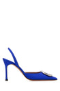 AMINA MUADDI Electric Blue Satin Camelia Mini Pumps