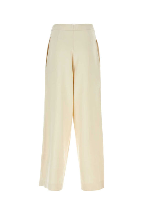 AMI Ivory Viscose Blend Wide-Leg Pants