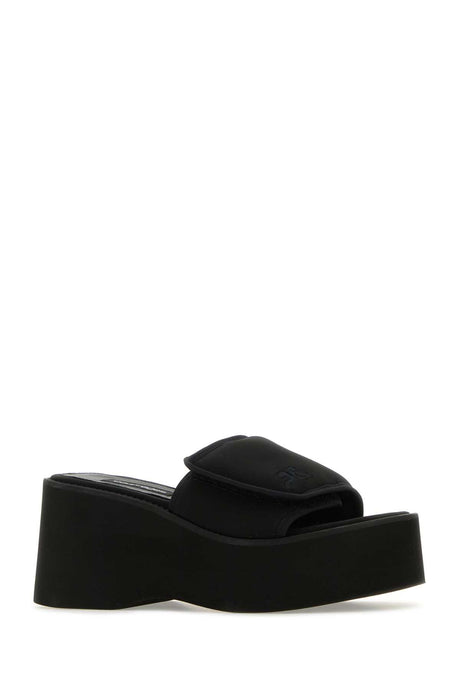 COURREGES Black Stretch Polyester Blend Platform Slippers, 7.5 cm