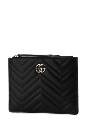 GUCCI Mini Black Leather GG Marmont Pouch Handbag