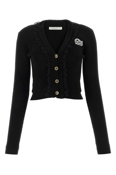 ALESSANDRA RICH Chic Black Wool Blend Cardigan