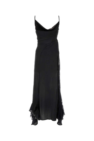 Y PROJECT Elegant Black Satin Dress for Women