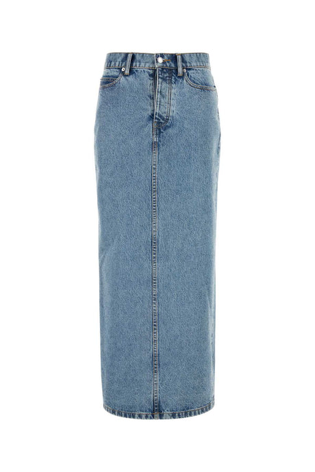 ALEXANDER WANG Embellished Light Blue Denim Mini Skirt