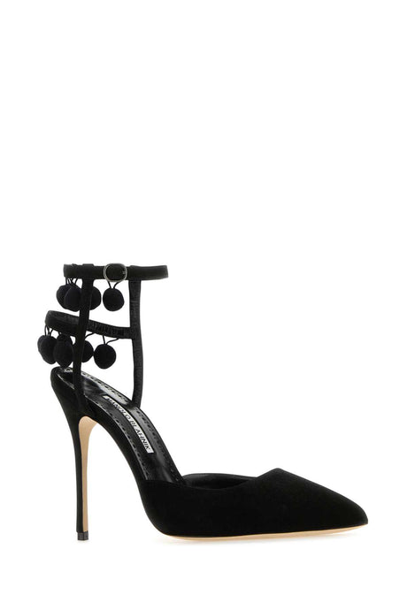 MANOLO BLAHNIK Elegant Black Suede Pumps with 10.5 cm Heel