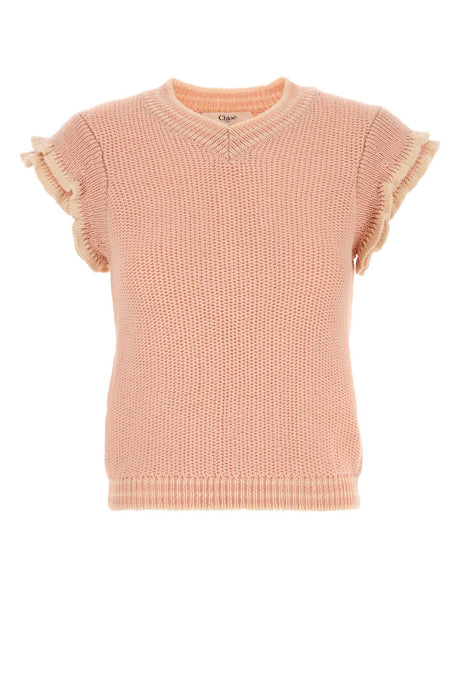 CHLOE Pastel Pink Wool Vest for Women - Mini Style