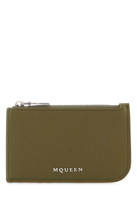 ALEXANDER MCQUEEN Mini Leather Card Holder - Army Green