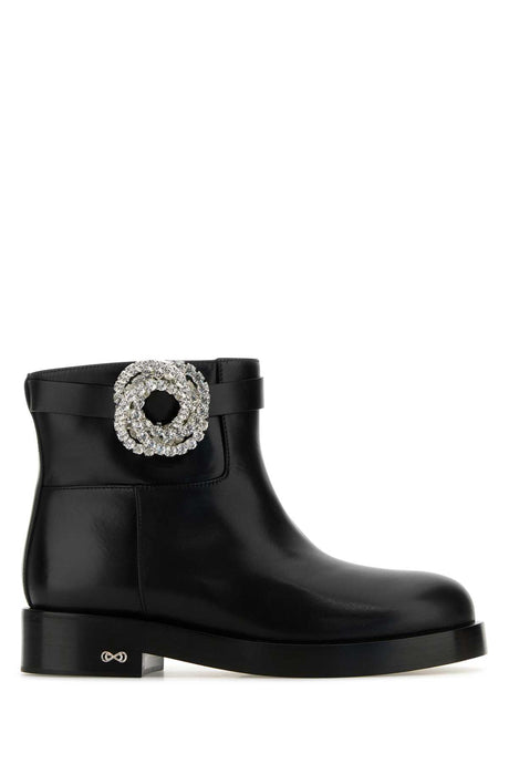 MACH&MACH Galaxy Black Leather Ankle Boots