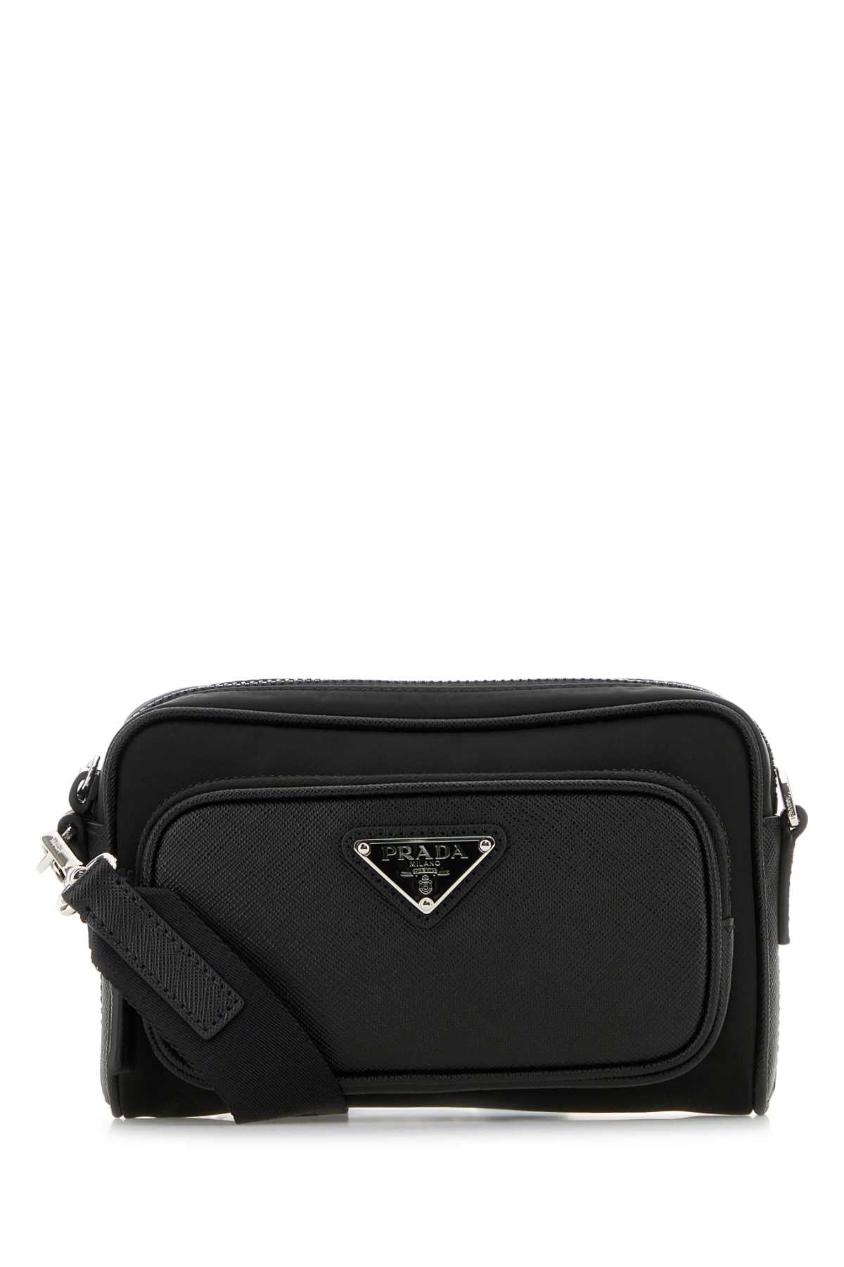 PRADA Mini Black Re-Nylon and Leather Crossbody Handbag