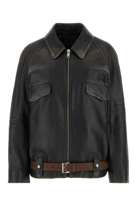 PRADA Chic Black Leather Jacket for Women