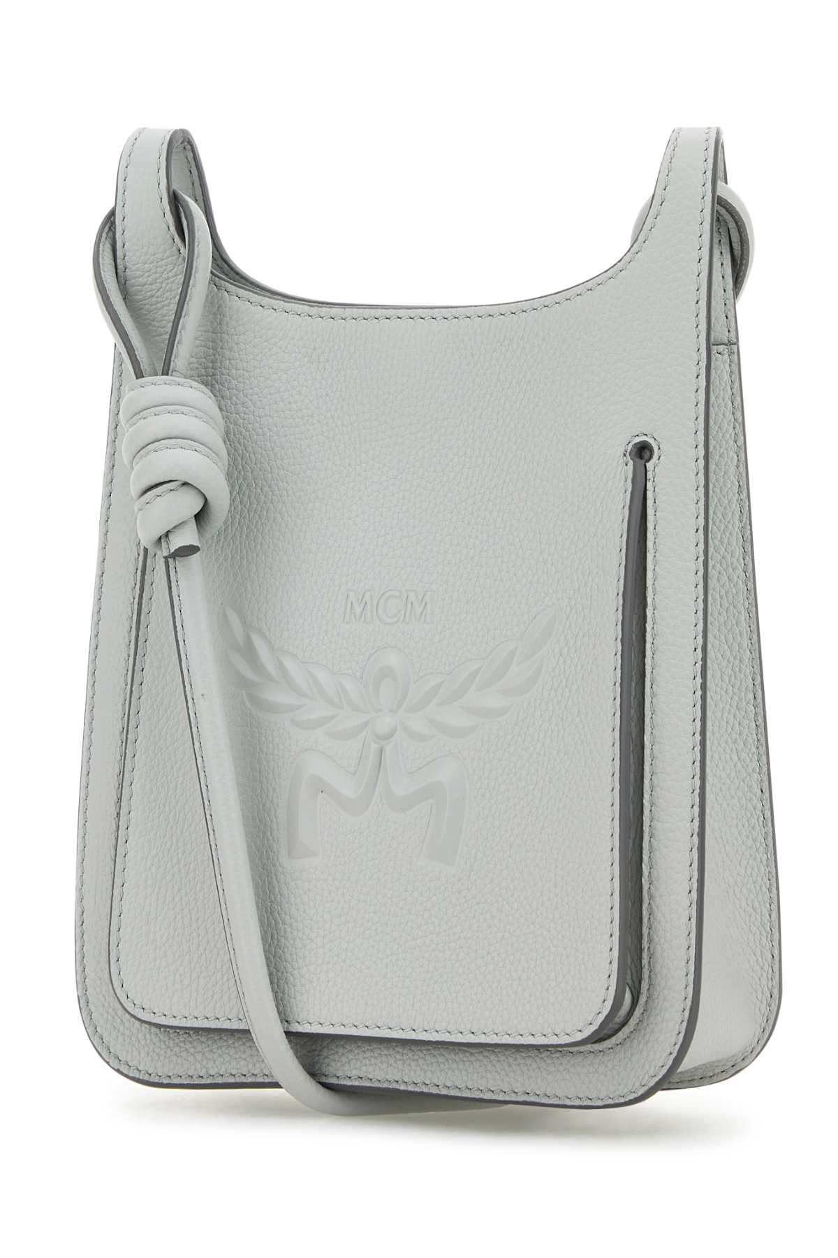 MCM Mini Hobo Crossbody Handbag - Light Grey Leather