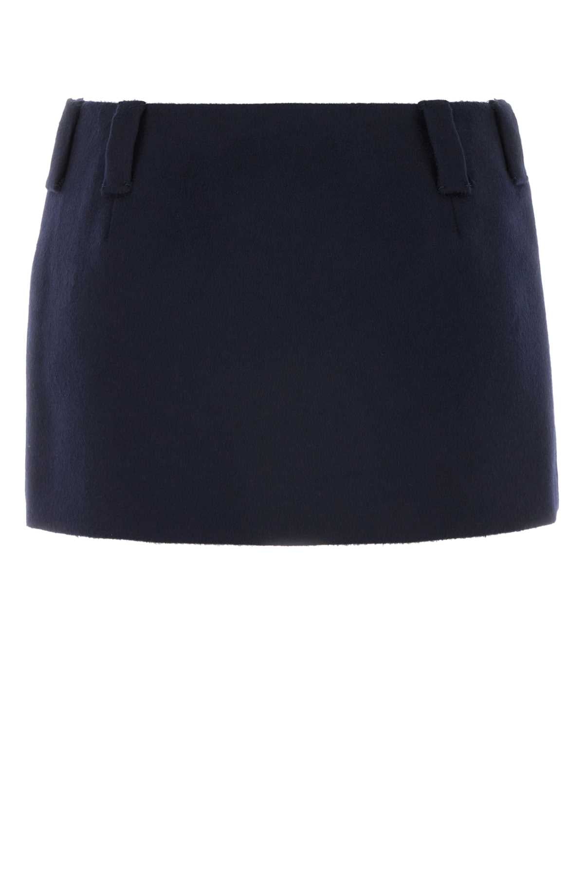 MIU MIU Chic Dark Blue Wool Blend Mini Skirt