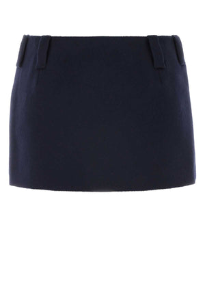 MIU MIU Chic Dark Blue Wool Blend Mini Skirt